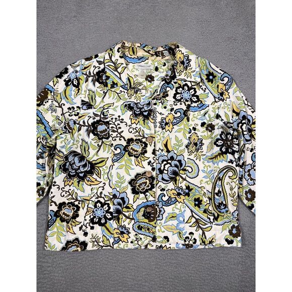 Coldwater Creek Womens Long Sleeve Button Up Jacket Floral Cotton‎ Large L - Picture 3 of 10